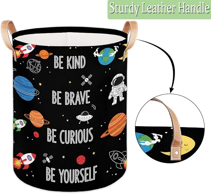 Large Laundry Basket Hamper - Outer Space Collapsible Storage Bin for Blankets, Kids Toys, Clothes, Astronaut Galaxy Spaceman 62L Tall Baby Nursery Hamper for Bathroom, Boys Bedroom Decor,Gift Basket