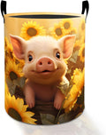 Cute Pig Face Laundry Basket Hamper for Boys Girls Kids Adults, Foldable Waterproof Oxford Clothes Storage Bin, Farm Animal Organizer for Bedroom Bathroom Room Decor 19.7"x15.8"