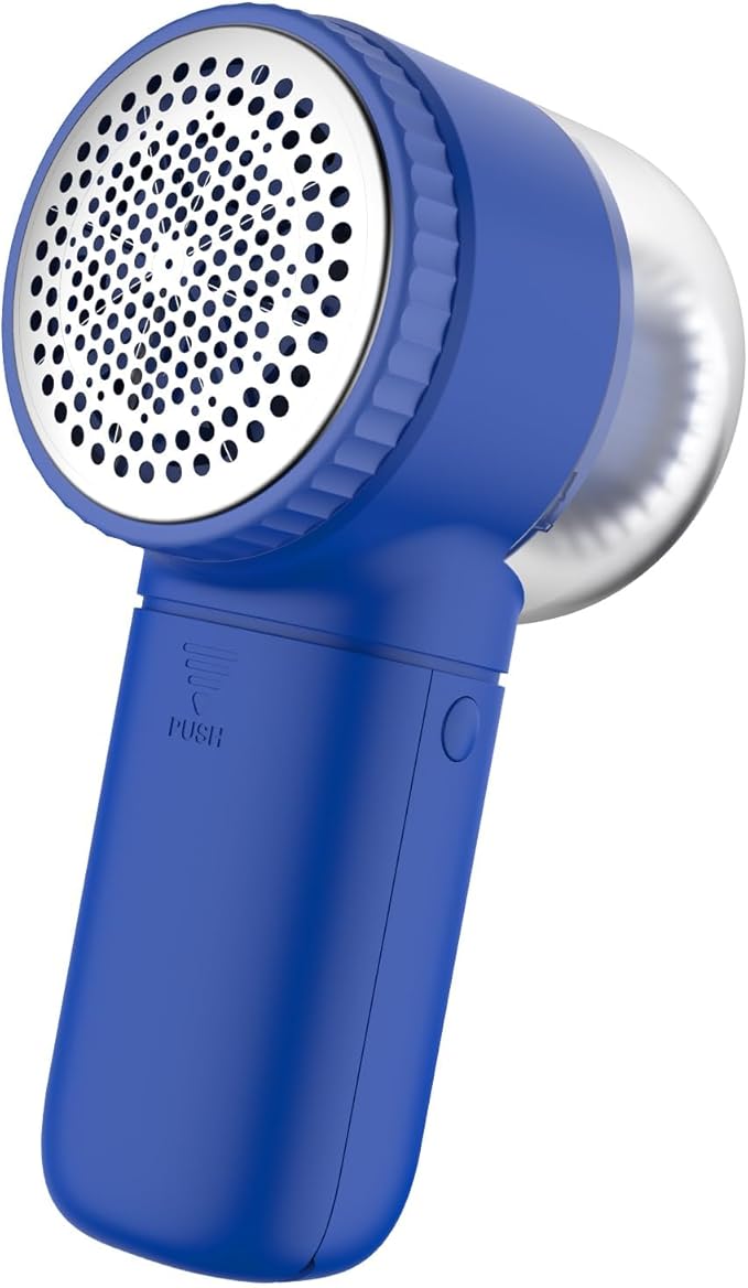 Fabric Shaver Electric Lint Remover Rechargeable Sweater Shaver Dual Protection Removable Bin Easy Remove Fuzz Lint Pills Bobbles (Navy)