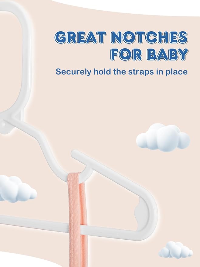 SMARTOR 60 Pack Baby Hangers - 11.7 Inch Plastic Baby Hangers for Daily Use - White