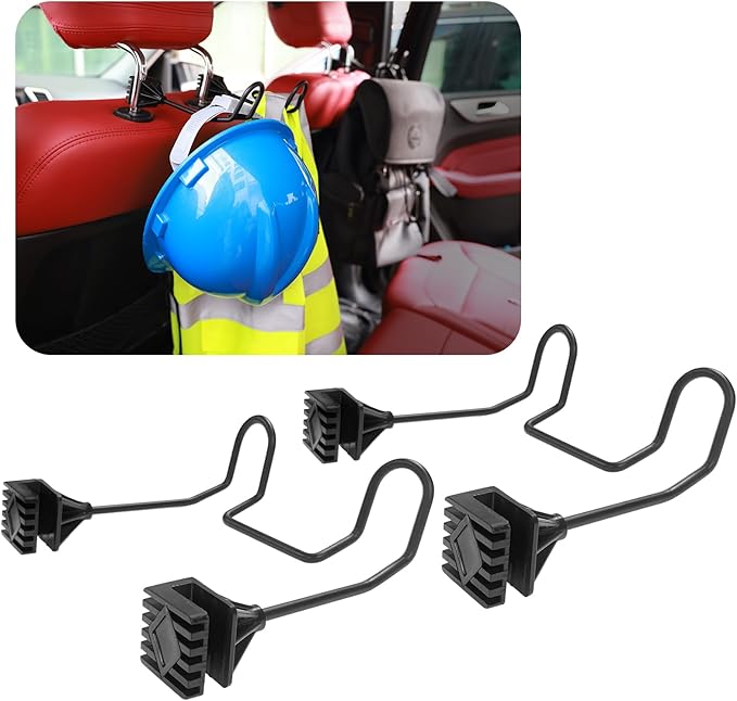 Hard Hat Holder for Truck Seat - Work Truck Accessories for Hard Hat & Safety Vest,Car Back Seat Headrest Hooks for Men (2 PCS)