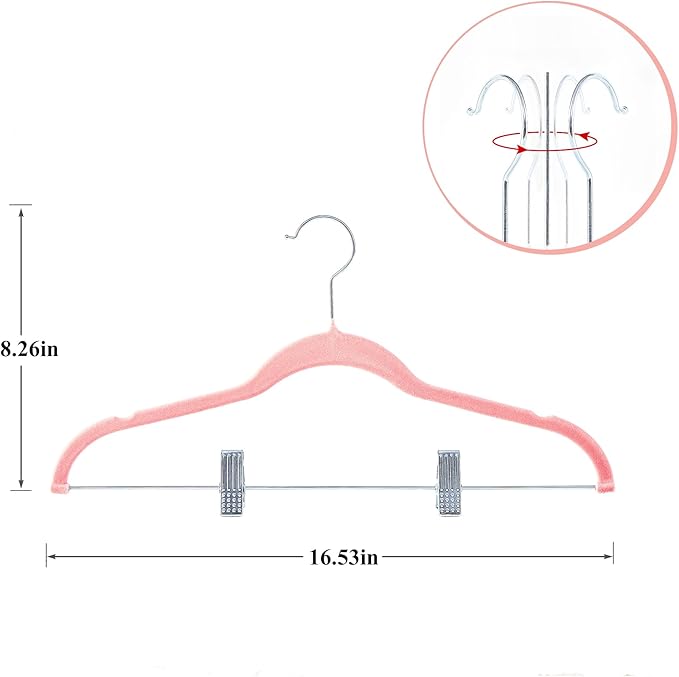 VECELO Premium Velvet Clothes Hangers Suit with Metal Clips (20 Pack)-Non Slip & Space-Saving with 1 Magic Hangers & 2 Tie Rack Excellent for Men and Women