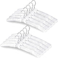10 Pack Satin Padded Hangers, 17 Inch Large Anti Slip Cushioned Hanger, White Satin Hangers for Women, No Shoulder Bump Bride Hanger for Wedding Dress Sweaters Coat Women Clothes