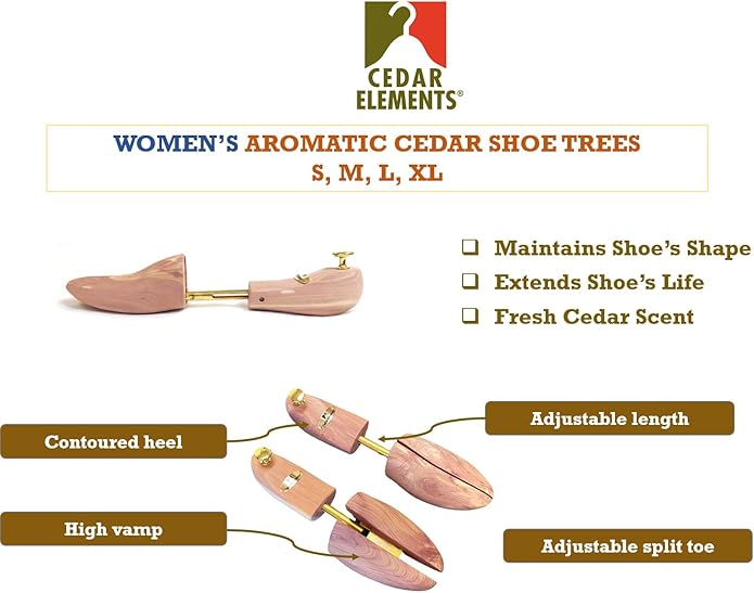 Cedar Elements Women’s Cedar Sneaker & Loafer Shoe Trees, Low Top Sport Shoe Shaper, Stretcher
