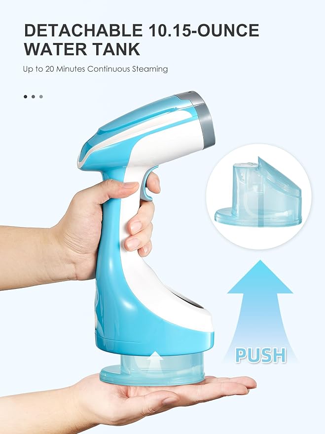 Reemix Steamer for Clothes, Folding Handheld Design Garment Wrinkles Remover, 20g/min Strong Penetrating Steam, 25-Sec Fast Heat-up, for Home, Office and Travel (Large, no Foldable, Aqua)