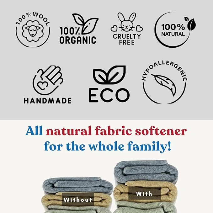 Essential Oils for Laundry + White Wool Dryer Ball Set, 4 White Dryer Balls & Essential Oil Set Bundle, 6 Most Popular Pure Therapeutic Grade Oil Set, and Organic Wool Dryer Ball Set