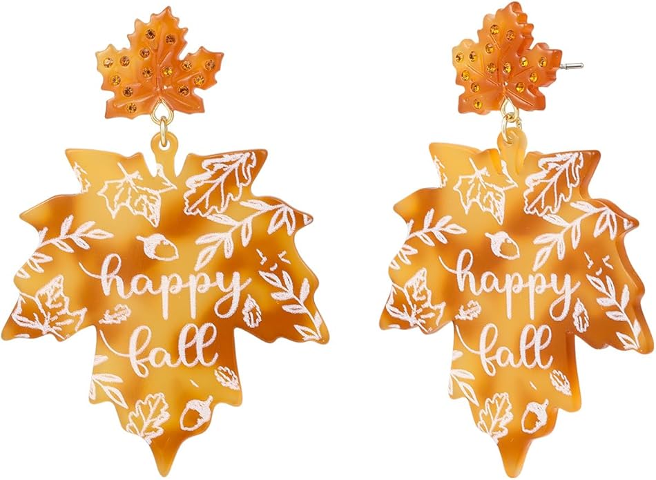 Madison Tyler Fall Earrings for Women | Cute Statement Autumn Earrings Dangling | Maple Leaf Scarecrow Shoes Shoes Rabbit Mushroom Earrings for Women