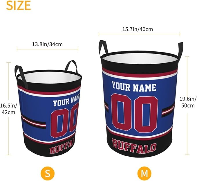 Custom Buffalo Laundry Hamper Personalized Laundry Basket Customized Name And Number Collapsible Storage Basket for Bedroom Bathroom Living Room Gifts