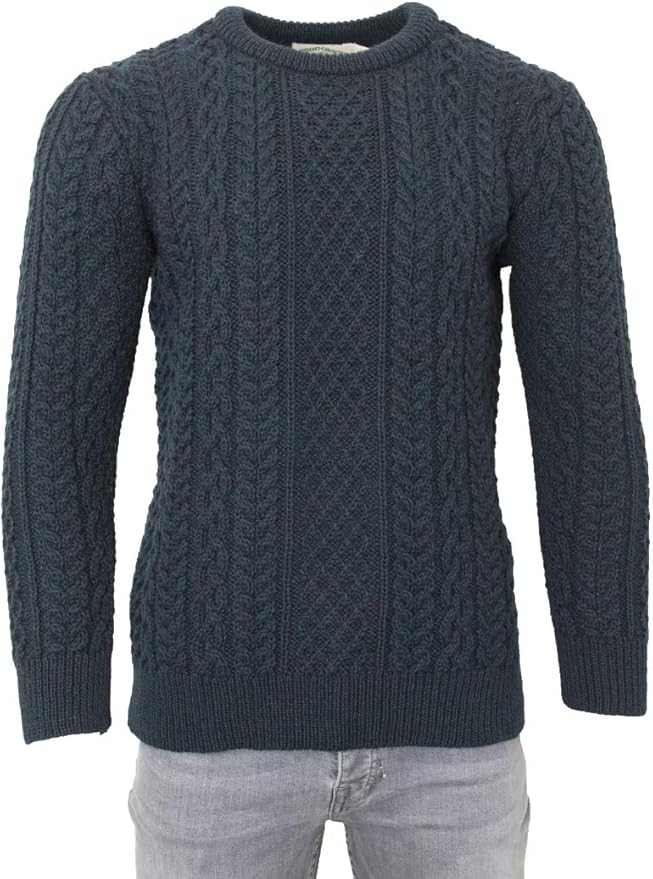 Aran Crafts Aran Crew Neck Sweater (100% Wool)