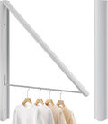 Foldable Clothes Drying Rack, Wall Mounted Retractable Drying Rack Clothes Hanger for Laundry, Bathroom, Balcony Use, Space Saving Laundry Racks and Closet Organizer, Aluminum (White)
