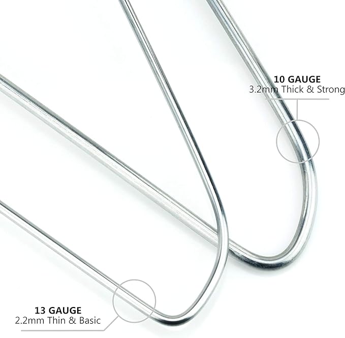 HANGERWORLD Silver Metal Wire Clothes Hangers 16inch 13 Gauge Clothes Garment Coat Hanger (20 Pack)