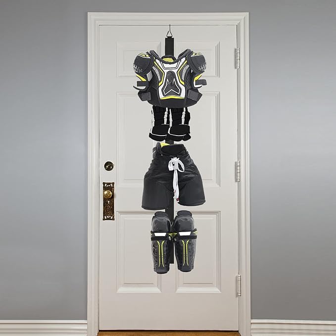 Hockey Hanger Portable Hanging Dryig Rack Hockey Gifts for Home and Outdoor Using in Ice Hockey Skating Football Camping Fishing 5 Hooks (Black)