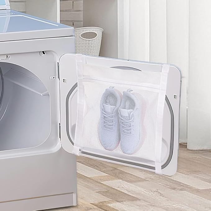 Shoe Drying Bag, Reusable Sneaker Drying Mesh Bags, Laundry Bag with Zipper Strap for Washing Machine, Shoes, Clothing, for Most Dryers Door(COLOR:white)