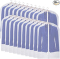Kntiwiwo Garment Bag Suit Bags for Storage with Zipper 40 inches Clear Dust-Proof Clothes Cover Bag for Suit, Coat, Dress Closet Clothes Storage- Set of 20 [Upgraded Version]