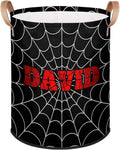 Spider Wed Personalized-Laundry-Hamper-Basket for Kids Custom Name Collapsible Storage Organizer Bin Dirty Clothes Toys Hamper for Boys Nursery in Laundry, Bedroom, Bathroom Black