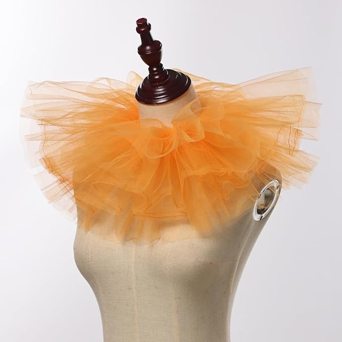 BLESSUME Victorian Retro Mesh Neck Ruff Ruffle Collar Layered Clown Neck Collar