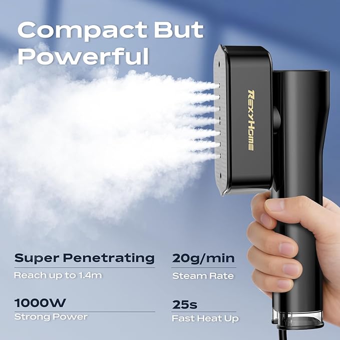 Travel Steamer for Clothes: 1000W Portable Clothes Steamer Handheld & Iron 2 In 1, Fast Heat Up with 4 Modes, Compact & Powerful Garment Steamer for Quick Wrinkle Removal, 110-120V