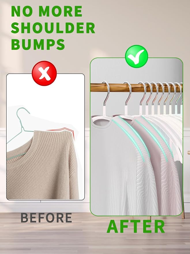 SLMT Sweater Hangers No Shoulder Bump Metal Coat Hangers Non Slip Clothes Hangers for Closet (20 Pack)