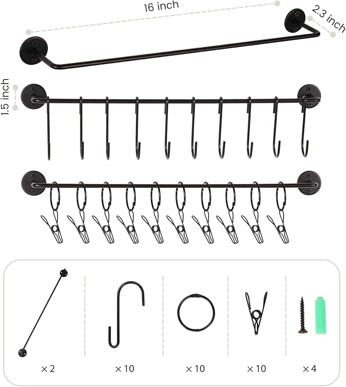 Livelab Hat Rack for Wall, Hat Organizer for Baseball Caps with 10 Hooks+10 Clips, 2 Pack Modern Metal Hat Storage Wall-Mounted Hanger Holder for Closet Door Bedroom Entryroom