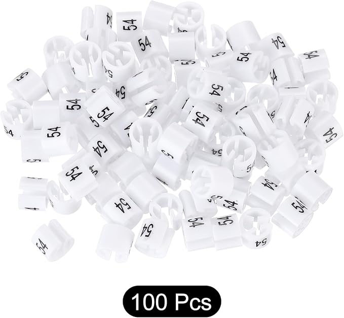MECCANIXITY Clothes Hanger Marker Colored Hanger Sizer Garment Markers Tag (Number 54, White) for Garment Clothing Color Coding, Pack of 100 Pcs