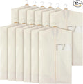 Aliceset 12 Packs 24 x 40 Inches Cotton Garment Bags for Hanging Clothes, Canvas Suit Bags for Clothes Coats Jackets Shirts Closet Storage Travel Gusseted Hanging Garment Cover