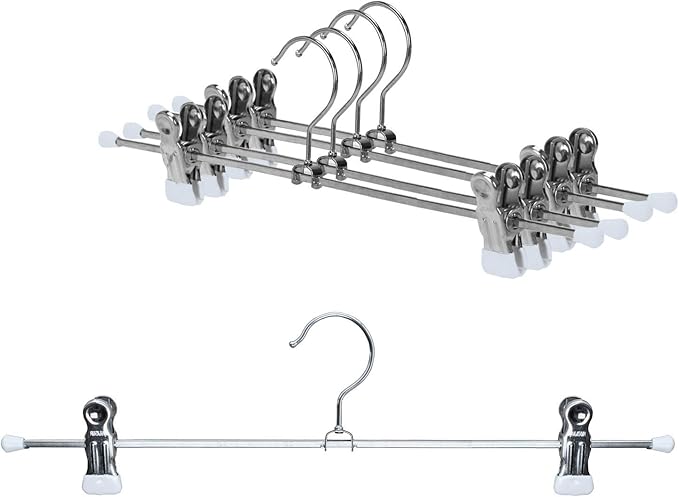 Mawa by Reston Lloyd Non Slip-Space Saving Clothing Hanger for Pant/Skirt with Two Non-Slip Clips, Style K/40D, 15.75", Set of 250, White