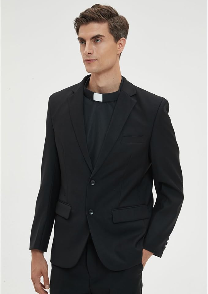BLESSI Unisex Clergy Tab Collar Dickey Clerical Dickey Bib Collar with Insert White Collar Tab