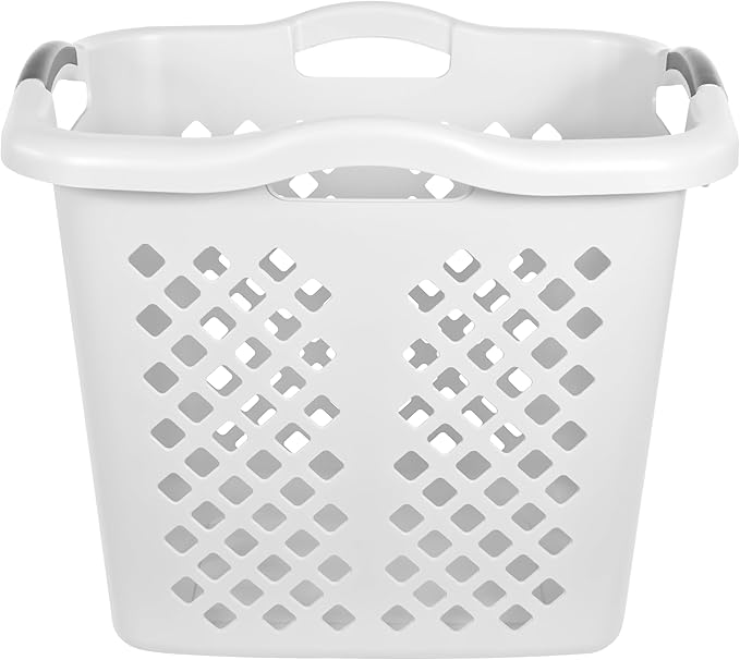 2-Pack Ultra Portable Plastic Laundry Basket With Silver Handle, Suitable For Dirty Laundry Basket Boxes In Homes And Apartments, White