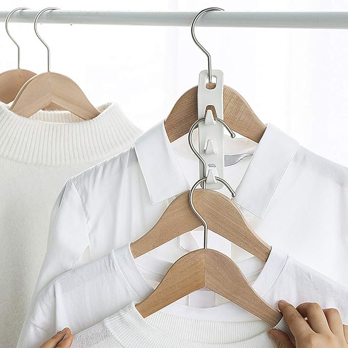 Cascading Clothes Hanger Hooks,Space Saving Series Multi-Function Multi-Layer Cabinet Clothes Connection Folding Storage Clothes Rack Hanger Household Strong Load-Bearing Closet Hook (20pcs)