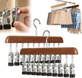 Closet Organizer with 10 Clips, Legging Organizer for Closet, Leggings, Jeans, Hats, Shorts, Socks, 360° Rotating Space Saving Hanging Clothes (Vintage 10 Clips, 2Pcs)