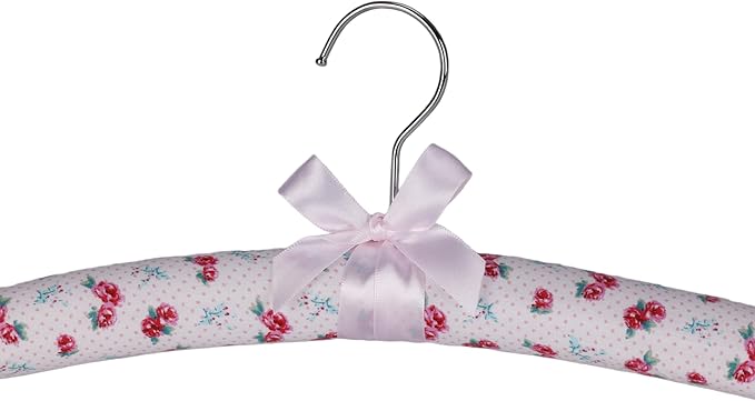 Anti-slip Satin Padded Clothes Hangers with Rotatable Hooks No Shoulder Bump for Women Heavy Sweaters, Coats, Suits Satin Fabric Covered, Set of 10 (Little Flowers)