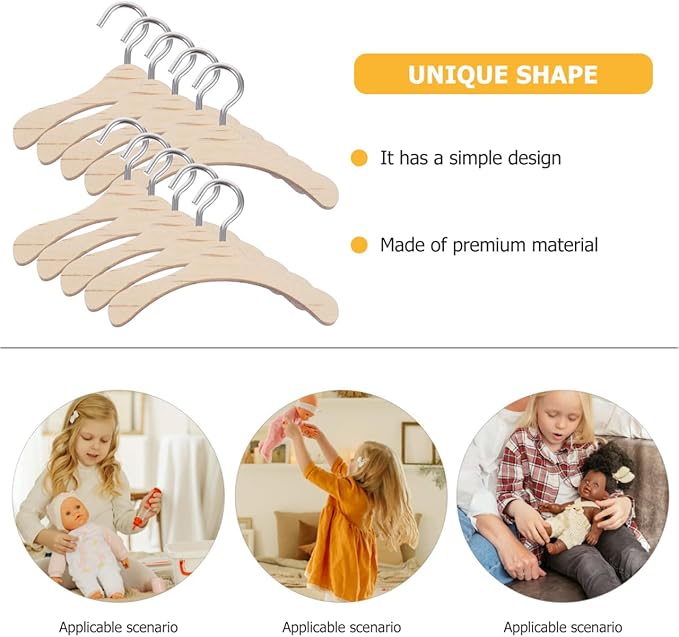 Gadpiparty 10pcs Mini Hangers for Doll Clothes, Doll Clothes Rack, 2.95 Inch Organizer Bjd Accessory Hanging Tool for Dollhouse Storage