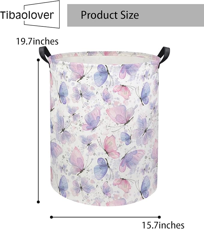 Butterfly Baby Laundry Basket Kids Hamper Animal Toy Storage Bin for Boys Room Decor Baby Nursery Hamper Gift Baskets for Bedroom Bathroom(Fancy Butterfly)