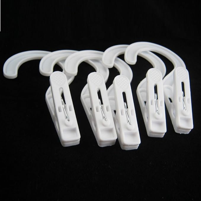 10 Laundry Hooks Clothes Pins Hanging Clips Plastic Hanger Home Travel Portable, Variable