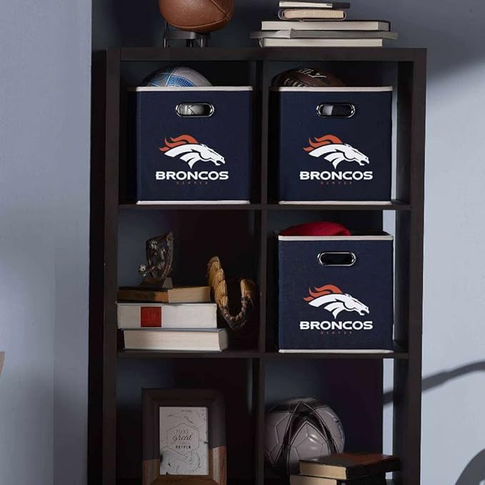 Franklin Sports NFL Storage Bins - Collapsible Cube Container + Basket - NFL Office, Bedroom + Living Room - 11"x11"