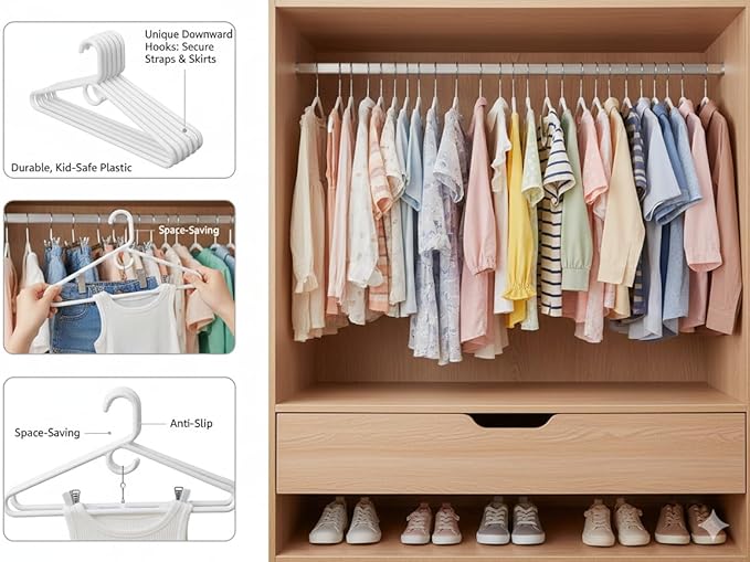 12-Pack Heavy Duty Tubular Plastic Clothes Hangers – White Jumbo Adult Coat & Suit Hangers | Super Strong, Sleeved, Space-Saving Closet Organizers