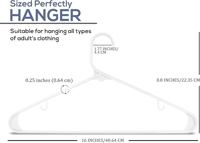 Utopia Home Plastic Hangers 30 Pack - Clothes Hanger with Hooks - Durable & Space Saving (White)