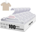 Baby Hangers 100 Pack - Kids Clothes Hangers for Infant Toddler Childrens, White Plastic Hanger Stackable Plastic Child Hanger for Closet - Ideal for Boys and Girls, Clothing, Pants, Coats
