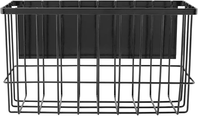 Magnetic Metal Basket Organizer for Fridge & Locker, Storage Basket for Foil/Plastic Wrap/Spice/Dryer Ball, Space-Saving Kitchen & Laundry Solution (Black, S)