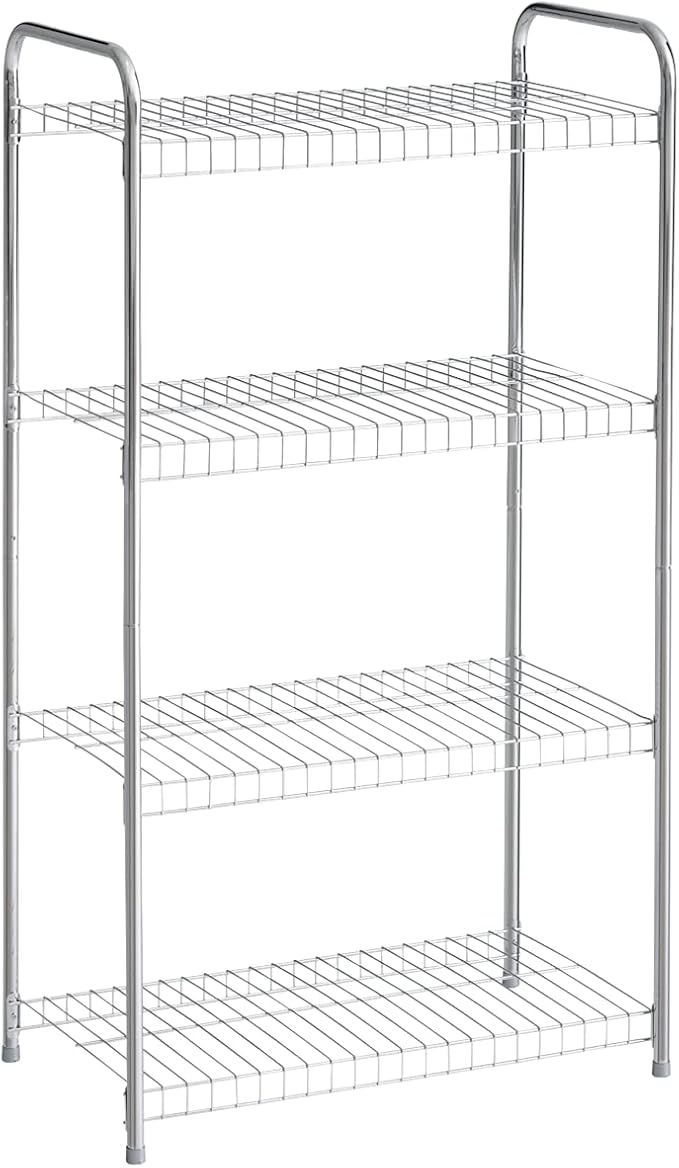 Rubbermaid 4-Tier Heavy Duty Wire Shelf, Satin Nickel, Easy Assemble with Hardware Included, for Food/Laundry/Closet Home Storage Use
