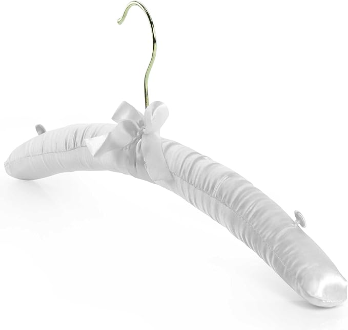 Hangerworld White 17inch Satin Padded Top Garment Wedding Clothes Coat Hangers with Buttons