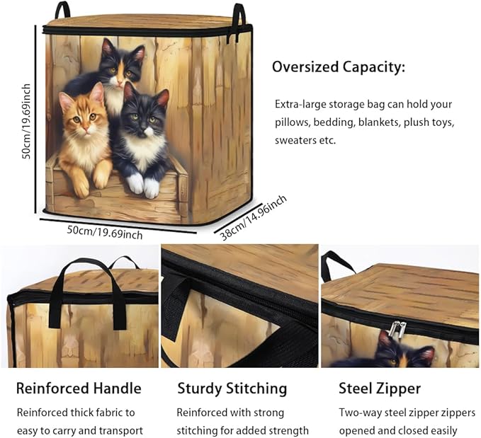 2pcs closet organizers and storage under bed,clothing blanket sweater sheet bedding comforter duvet quilt pillow toy storage bags with lids,dorm room essentials for containers 95L