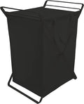 Yamazaki Home Tower Laundry Hamper Clothes Basket With Cotton Liner - Large, 25.2" - Steel + Cotton - 20 Gallons, 75 Liters