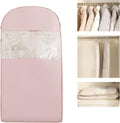 Space Saving Hangable Garment Bag with Self Compression Zipper - Organizer for Closet(Pink，M)