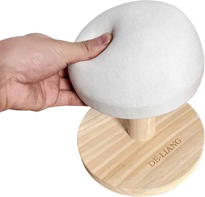 Bra Wooden Ironing Board Mini Iron Padded Sleeve Pillow Board Stool with Round Base for Small Table top Pressing pad ham, Long-7.1 Inch, (DLIB50-BEIGE)