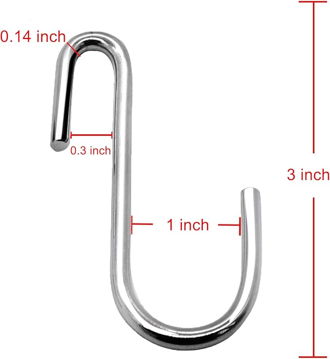 YourGift 24 Pack Heavy Duty S Hooks Silver S Shaped Hooks Hanging Hangers Hooks for Kitchen, Bathroom, Bedroom and Office(24 Pack/Silver/Small+Medium+Large)