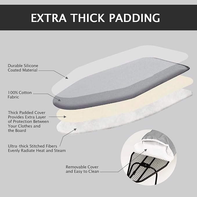 SheeChung Small Ironing Board 12"X32",Mini Ironing Board with Removable Cover and Pad,Portable Folding Non-Slip Feet Tabletop Board for School Apartment Laundry Rooms,Compact Space-Saving,Silver Grey