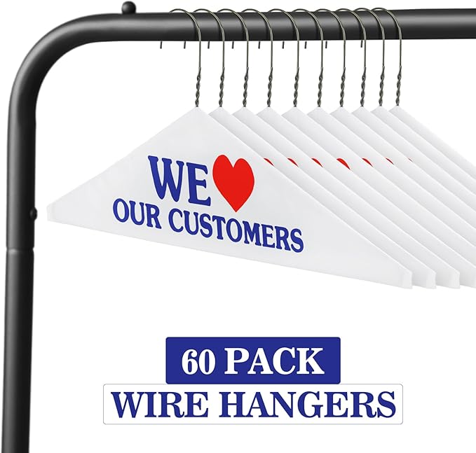 60 Pcs Wire Hangers Bulk 16" Dry Cleaner Hangers for Clothes Caped Clothing Pants (Red,Blue,Heart)