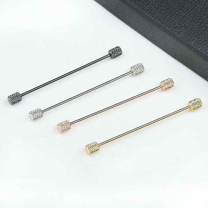 Classic 4-Piece Set Solid Brass Collar Bar for Men Multi-Style Metal Anti-Curl Shirt Collar Stays Tie Pins