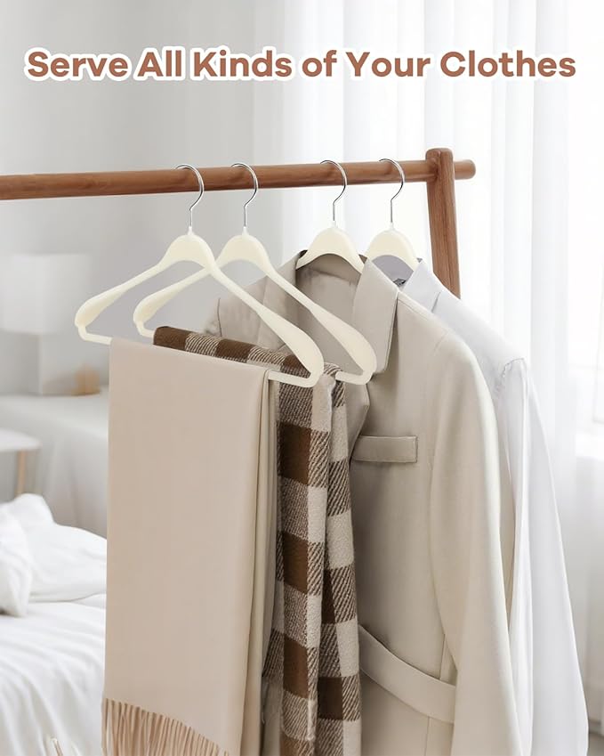 10 Pack Sweater Hangers No Shoulder Bump - Heavy Duty Coat Suit Hangers - Wide Shoulder Thick New Velvet Clothes Hanger - Non Slip Clothing Hanger for Sweaters, Jacket, Wedding Dress, Shirt, Closet